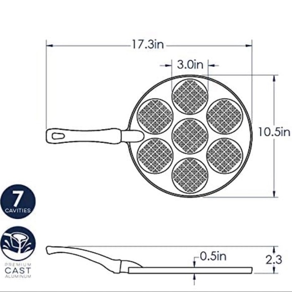 Nordic Ware•Silver Dollar Waffle Griddle w/ Handle•Make 7, 3”Waffles at Once!🧇 - Picture 12 of 15